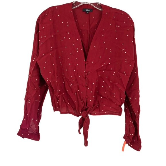 Rails Red Star Print Long Sleeve Button-Up Blouse | Size XS - Picture 1 of 5